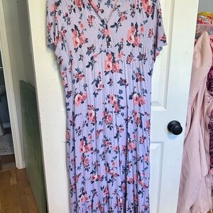 Floral Pink and Blue Women's Dress